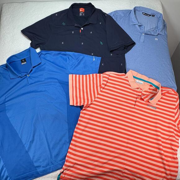Columbia Travis Mathew Nike Dri-Fit Men's 2XL Golf Polo Shirts Lot of 4 - Picture 1 of 13